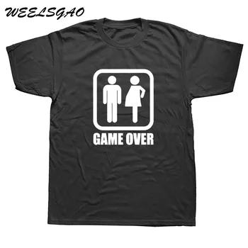

Funny New Dad T Shirt New Mom Tee Shirt Hipster Couple's Gaming T-shirt Harajuku Printed Game Over Pregnancy tshirt