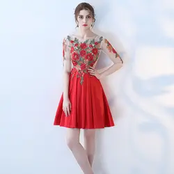 Короткие платья для выпускного в деловом стиле Вечерние Короткие платье с вышивкой 2019 платья для выпускного вечера с укороченными