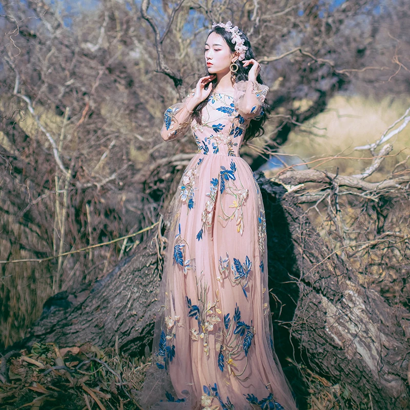 CBAFU women long dress high end vintage mexican embroidery