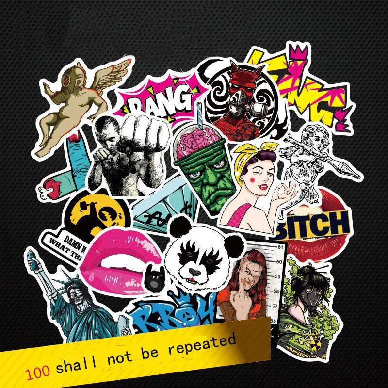 

Fashion cool 50-100 pcs PVC stickers for Travel Suitcase Wall Pencil Box Bike Phone Sliding Plate of mixed graffiti Styling