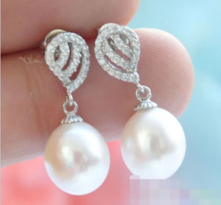 

HOT SELL - > 00089 WHITE RICE FRESHWATER PEARL DANGLE EARRING -Top quality free shipping