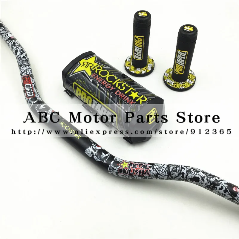 Rockstar Handlebar Pads PRO Taper Handle Grips  Metal Mulisha Pack Fat Bar 1-1/8 Pit Bike Motocross Motorcycle Handlebar 810mm