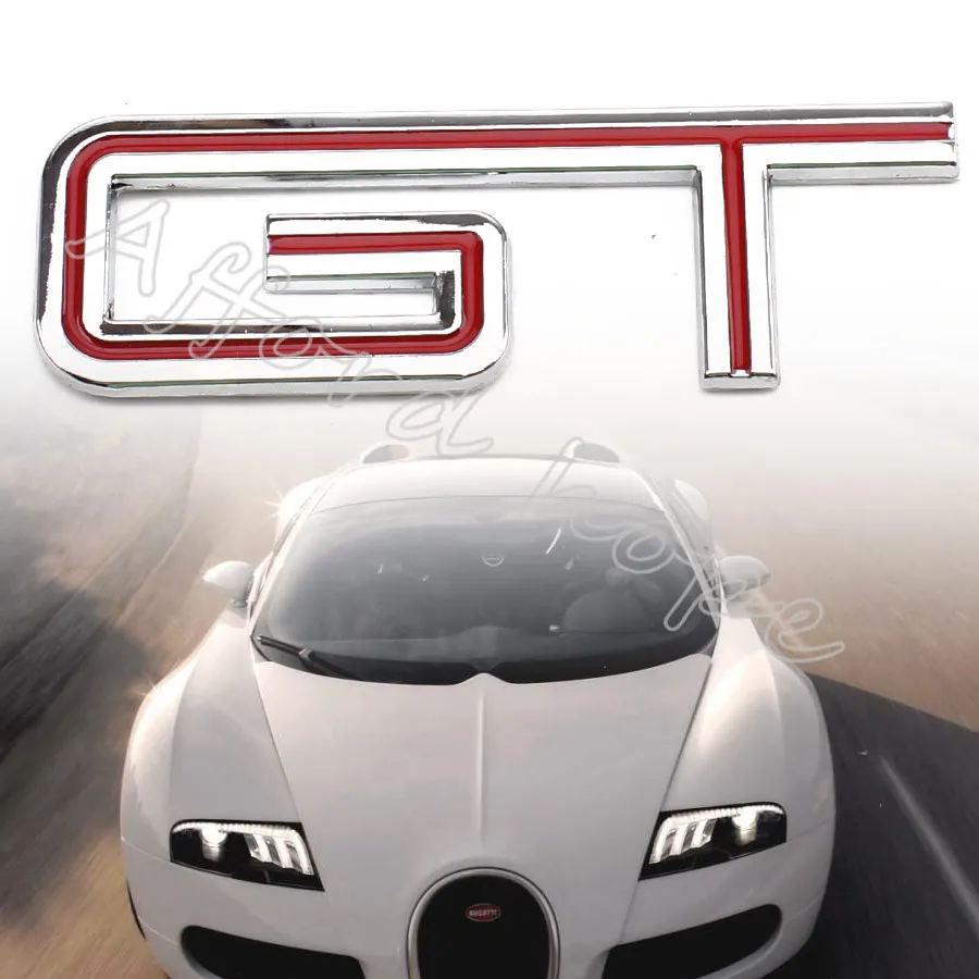 3D Refitting Metal Vehicle Trunk Motorcycle Car GT Logo Sticker Badge Emblem Decal Chrome+Red Universal For GT500 | Автомобили и