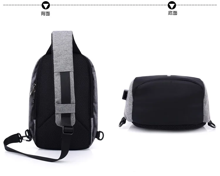 Для мужчин Anti Theft груди мешок мужской зарядка через usb Crossbody сумки на плечо s720-40 повседневное нейлон телефон Слинг Сумка