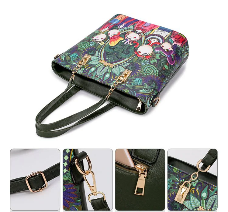 verde casual tote bolsa de ombro chave 6 pc set