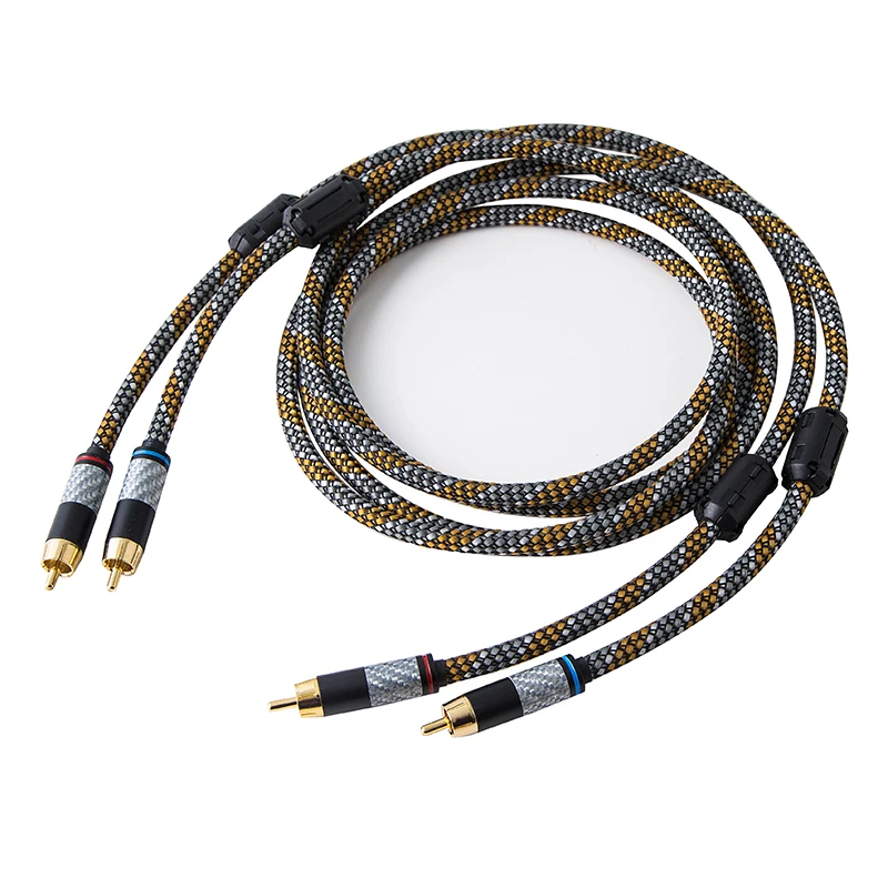 Чистый бескислородный медный двойной RCA аудиокабель с двойным лотосом сигнала