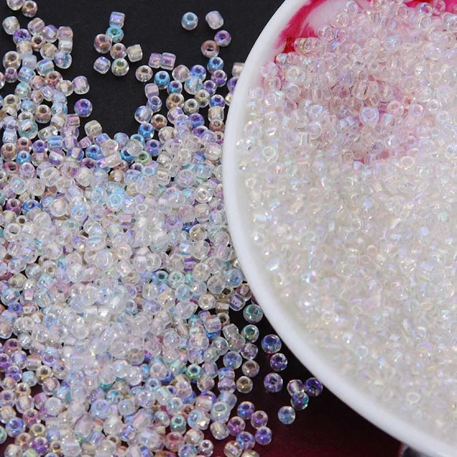 

16g 1000X 2mm 12/0 AB Clear Color Round Transparent Loose Spacer Beads Cezch Glass Seed Beads Handmade Jewelry DIY Garment Beads