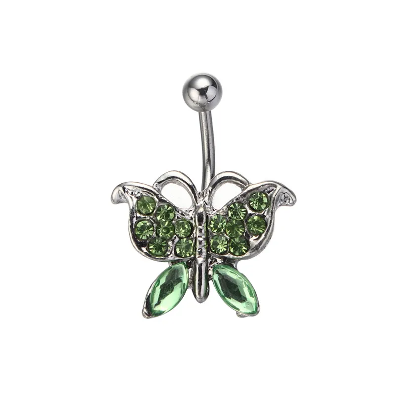 Luxury industrial piercing 14g Butterfly Dangle Navel Ring Belly Barbell Stud Button Body