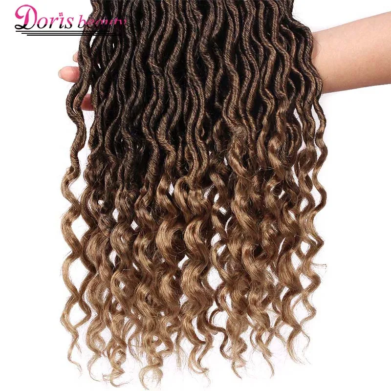 Вязанные крючком волосы для наращивания в богемном стиле Faux locs Curly вязанные крючком плетеные волосы богиня синтетические волосы Ombre Doris beauty