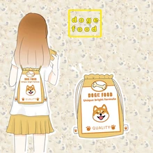 New Arrival Dog Food Style Mini Nylon Drawstring Bags Dog Print Student Handbag Multifunctional Rucksack
