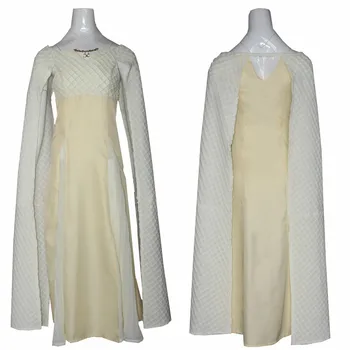 

Dragon Queen Cosplay Long Sleeves Dress Cloak Set Silver Queen Mhysa Queen of Meereen Cos Halloween Game Cosplay Costumes