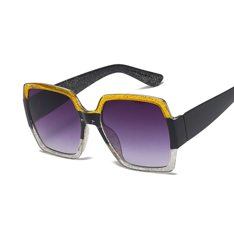 Ретро Солнцезащитные очки женские квадратные негабаритные брендовые дизайнерские UV400 градиентные солнцезащитные очки Женские винтажные Lunette De Soleil Femme - Цвет линз: YellowTransparent