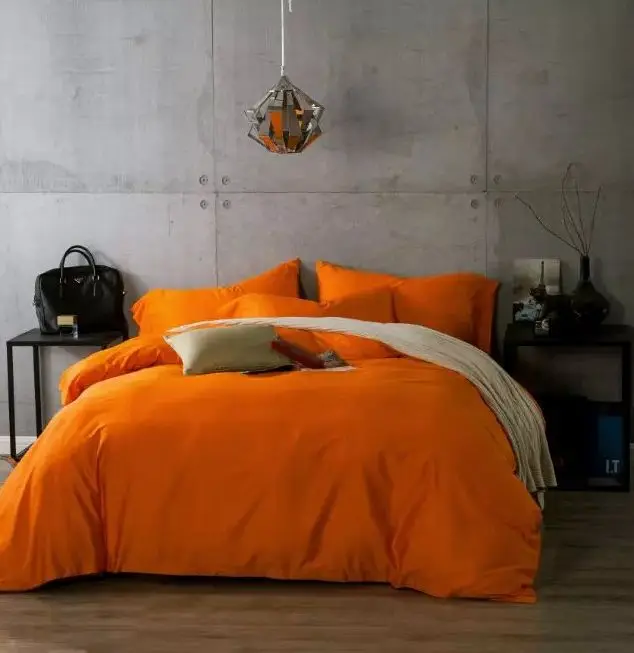 Luxury Egyptian Cotton Bedding sets Orange bed sheets linen bedspreads