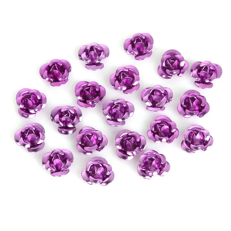 6 мм 8 мм 12 мм 100 шт./пакет алюминиевый роза цветок DIY ювелирных изделий ремесла решений на свадьбу, на праздник, украшение для платья - Цвет: Purple