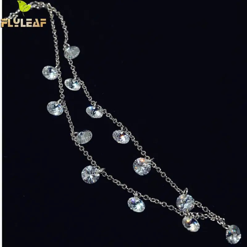 925 пробы серебряные ожерелья и кулоны с кубическим цирконием для Женщин, Модные женские ювелирные изделия из стерлингового серебра