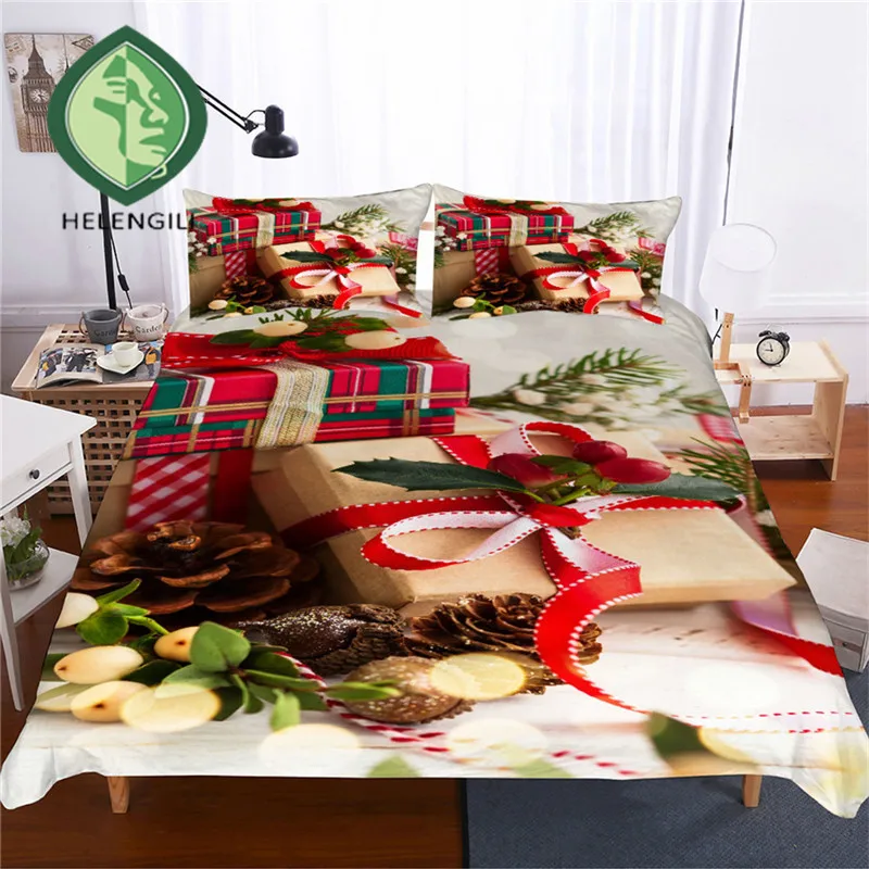

HELENGILI 3D Bedding Set Christmas Print Duvet cover set lifelike bedclothes with pillowcase bed set home Textiles #SD-50
