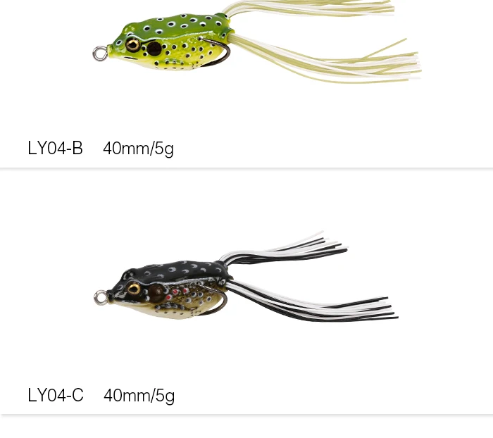 TSURINOYA LY04, приманка в виде лягушки, 4 шт., 40 мм, 5 г, снейкхед, двойные конские хвосты, двойные крючки, хвост, искусственные мягкие приманки в виде лягушки