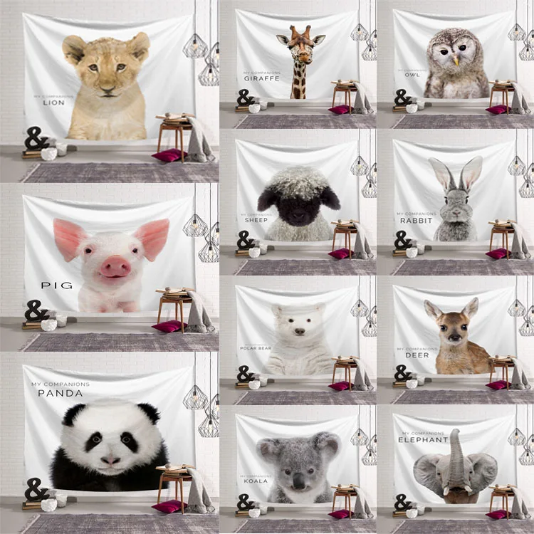 

2019 Newest Fashion 3D Animal Tapestry Labrador Funny Wall Hanging Pet Portrait Tapestry Wall Decor