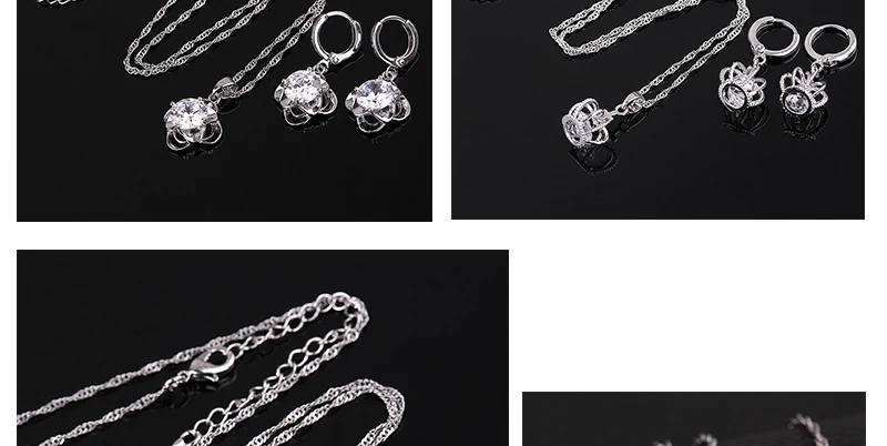 BTSETS Wedding Jewelry Sets Women Silver Color Cubic Zircon African Beads Jewelry Set Geometric Ethiopian Turkish Jewelry Set  (3)