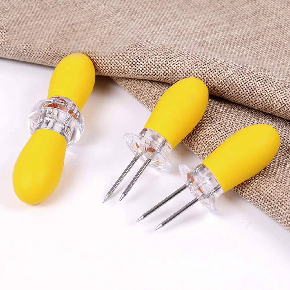 

16PCS Stainless Steel Corn Holders BBQ Skewers Prongs Jumbo Corn on the Cob Holders Hot Dog Meat Forks Kitchen BBQ Accessories
