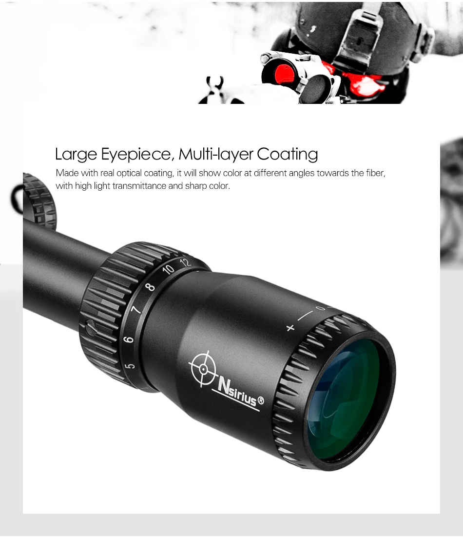 NSIRIUS 3-12X44AOE высокое качество Tratical охотничий Riflescope красный зеленый Mil-Dot с подсветкой Retical охотничий оптический вздох