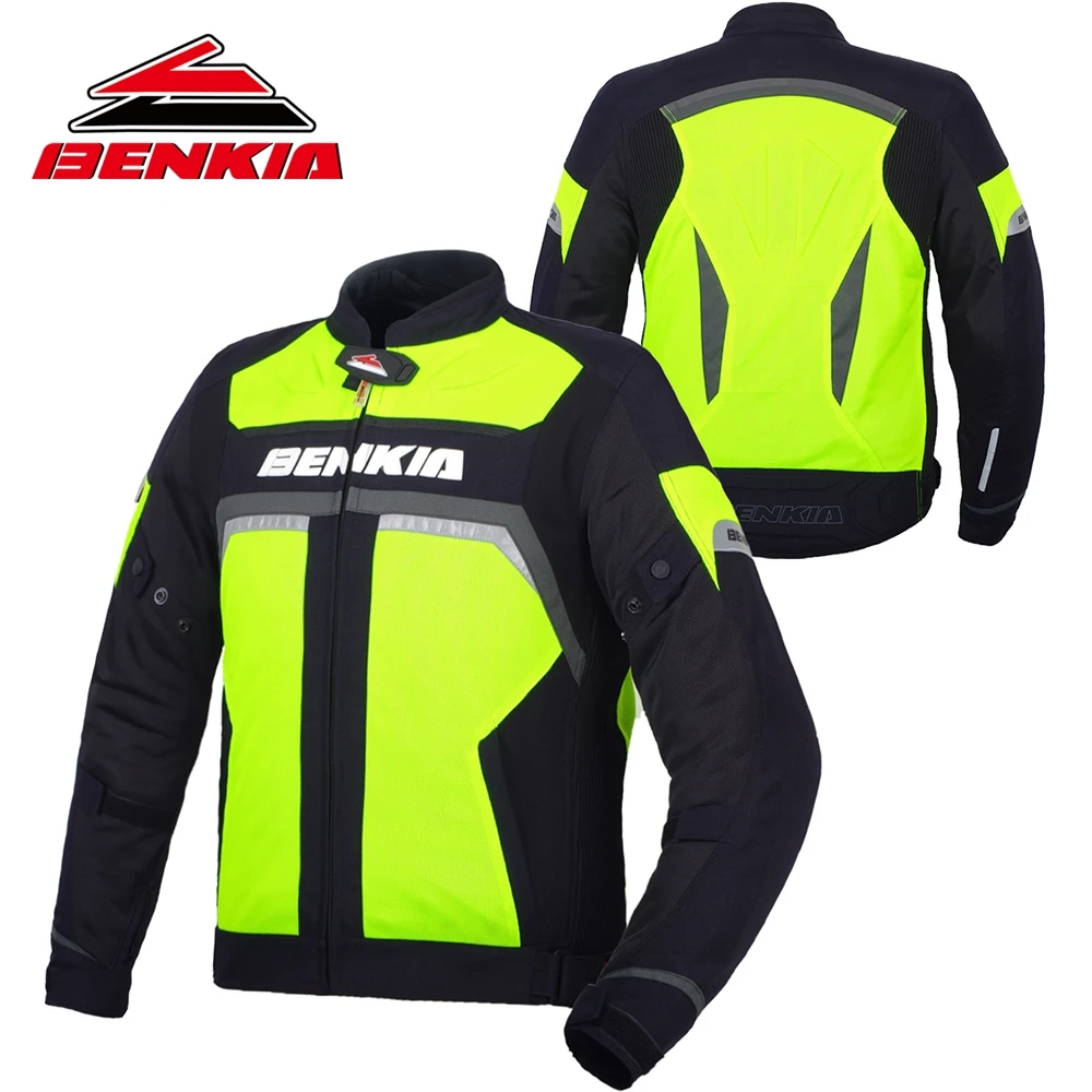 

BENKIA Motorcycle Jacket Spring Summer Jacket Motorcycle Protector Motorcycle Racing Reflective Travel Riding Moto Jacket JS35