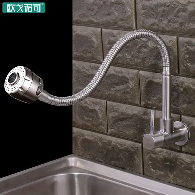 Single Cold Water Wall Mounted Kitchen Faucet Single Handle Wall