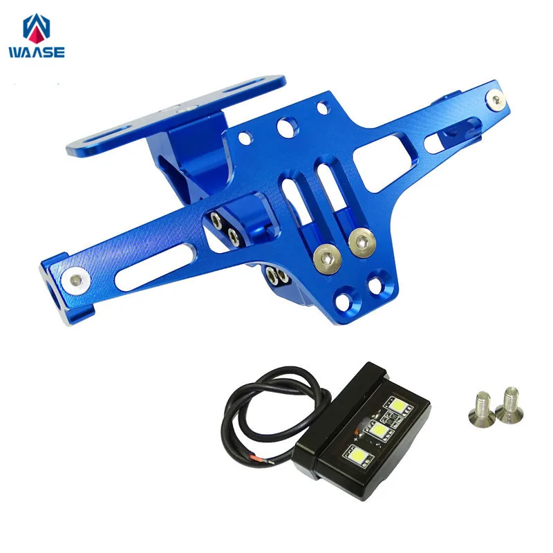 

waase Motorcycle Adjustable License Number Plate Frame Holder Bracket with light For Suzuki GSXR 600 750 1000 1300 SV650 SV1000