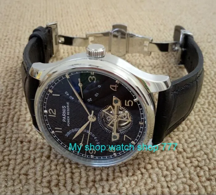 43mm PARNIS Black dial Automatic Self Wind mechanical movement men watches butterfly Mechanical watches wholesale