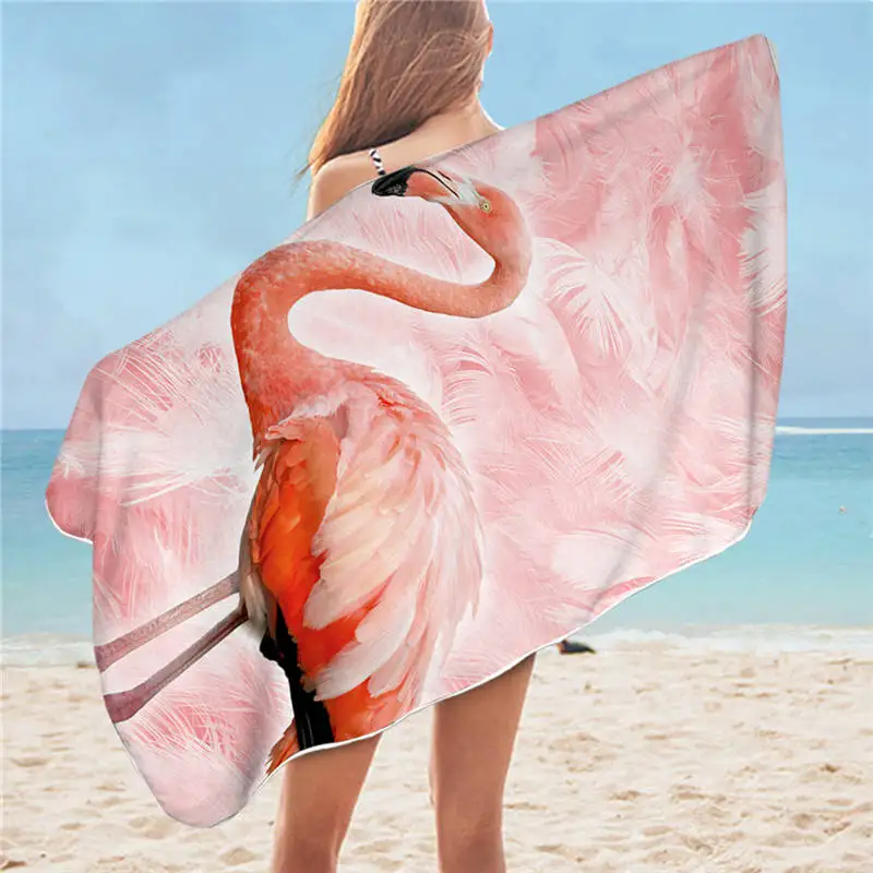 BeddingOutlet, банное полотенце с фламинго, пляжное полотенце из микрофибры с животными птицами для женщин, тропический прямоугольный розовый коврик для йоги, 75x150 см, toalla - Цвет: Flamingo1