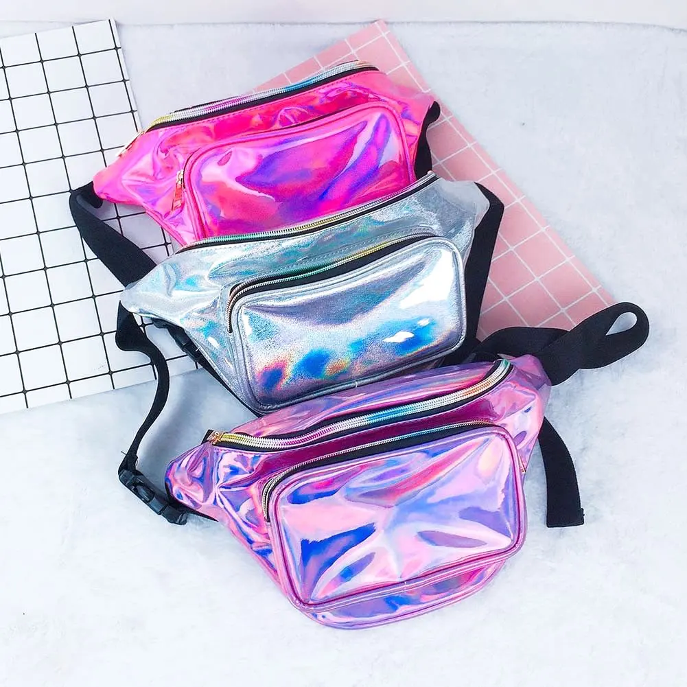 

8 Colors New Holographic Waist Bag For Women Laser Fanny Pack Belt Bag Bum Bag Unisex Banana Bags
