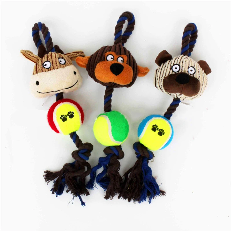 Cotton Ropes Tennis Ball Plush Dog Toys Pet Funny Playing Interactive