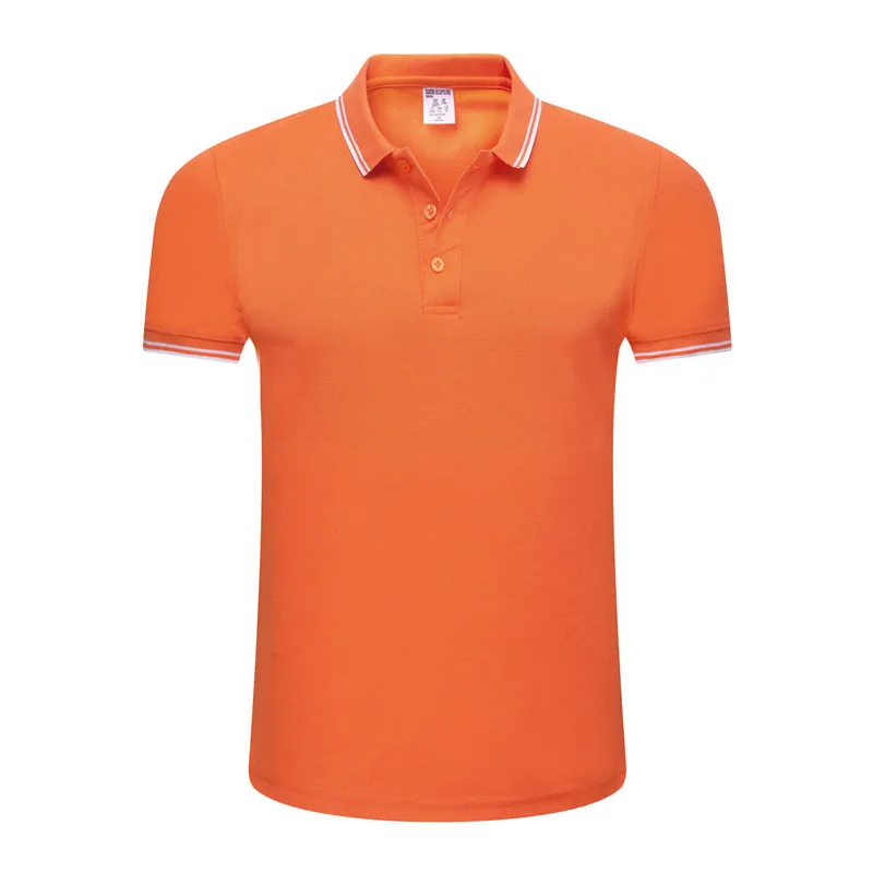 Новинка, летняя мужская повседневная Однотонная рубашка поло, дизайнерская мужская хлопковая рубашка поло с коротким рукавом, трикотажная футболка для игры в гольф, размера плюс S-XXXL - Цвет: Orange
