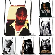 Пользовательские Тупак работа Drawstring сумка-рюкзак подарочные пакеты для мужские и женские Симпатичные рюкзака Дети сумка(черный назад) 31x40 см#180531-01-01