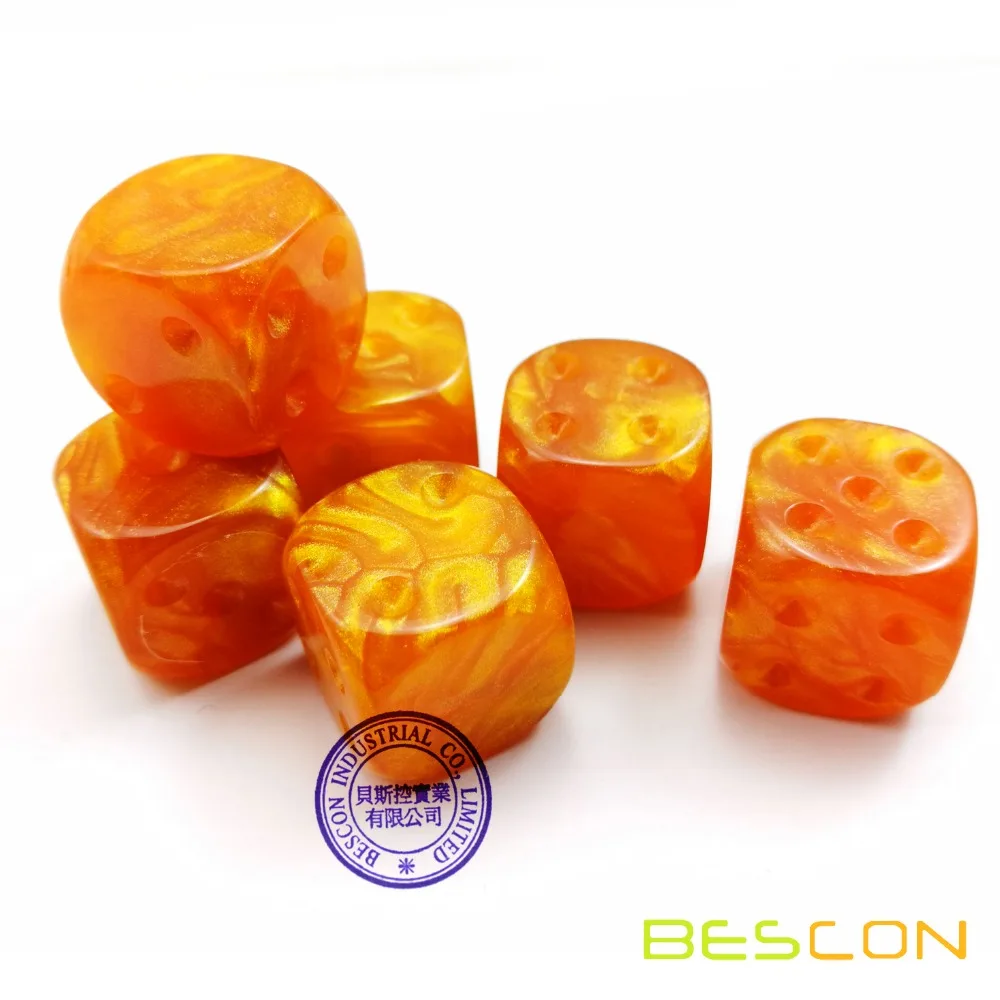 Bescon Raw Unpainted Marble 16MM Game Dice with Blank 6th Side, 3 Assorted Color Set of 18pcs, Blank Marble Die