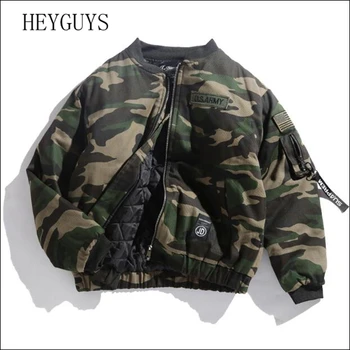 

2018 Japane Brand Men bomber jacket Camouflage Flag embroidered Badge Military Thick Loose Outerwear Army green padded Coats