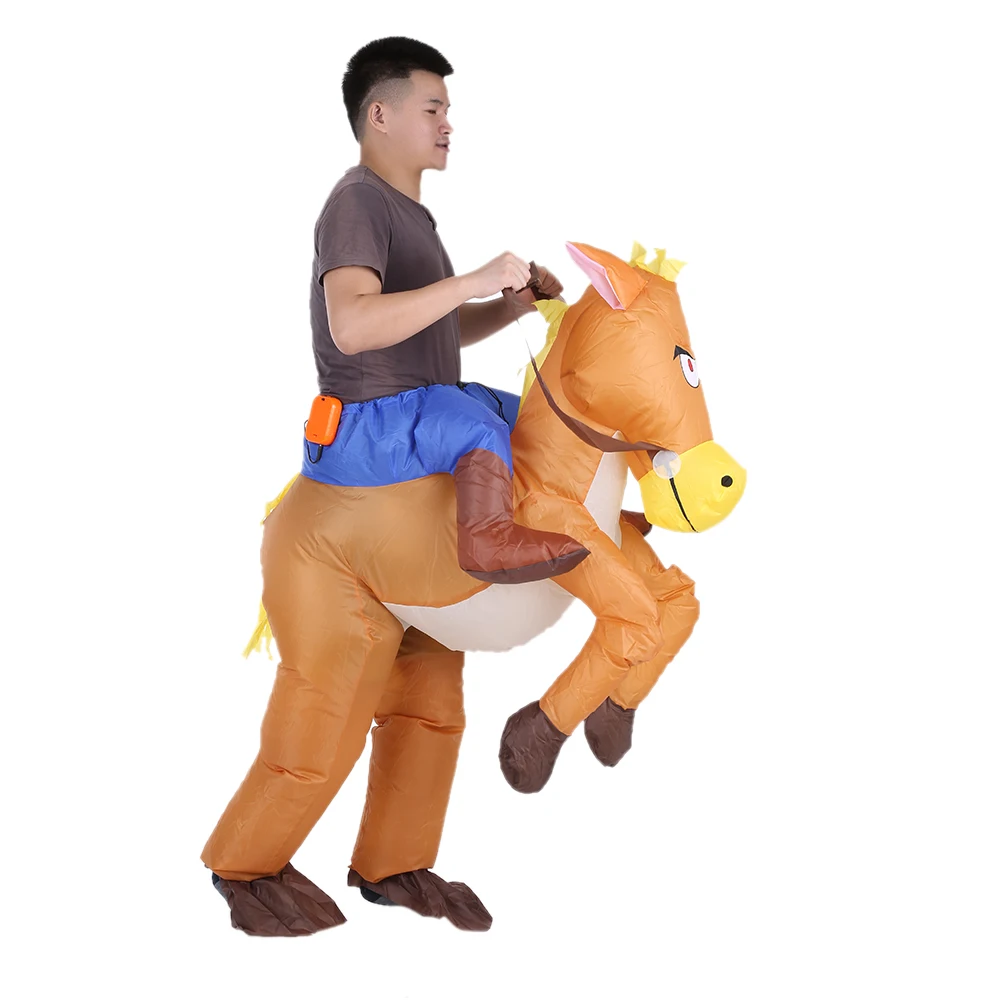 

Funny Cowboy Rider on Horse Inflatable Costume Outfit for Adult Fancy Halloween Carnival Party Blow Up Inflatable Costume Suit