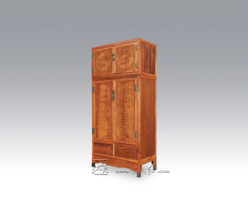 Chinese Ming & Qing Classical Wardrobe Rosewood Carving Home Bed Room Cabinet Solid Wood Commode Antique Armoire Padauk Drawers