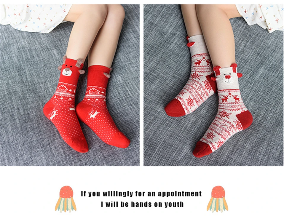 New 2018 Women Sock Winter Warm Christmas Gifts Stereo Socks Soft Cotton Cute Santa Claus Deer Socks Xmas Christmas Socks Cute (7)