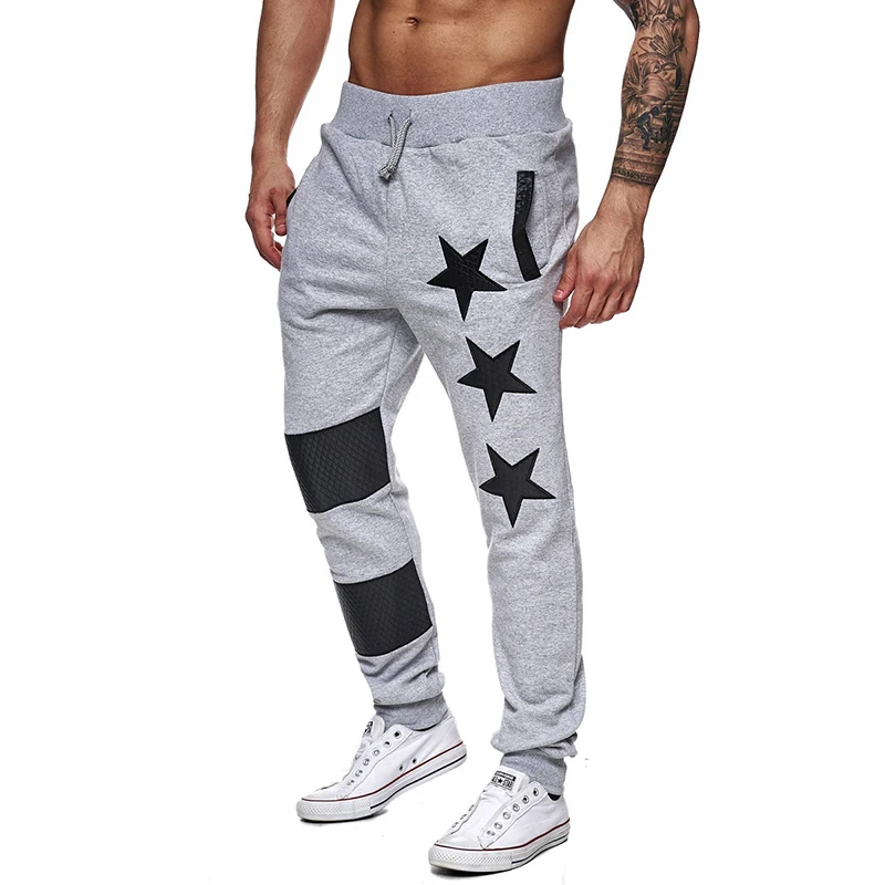 LASPERAL Men Pants Fashion Star Print Hip Hop Joggers Trousers Male Casual Striped Patchwork Streetwear Tracksuit Sweatpants