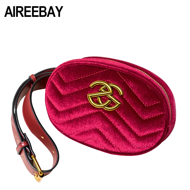 AIREEBAY 2018 новая кожаная бархатная женская сумка на пояс красная Роскошная