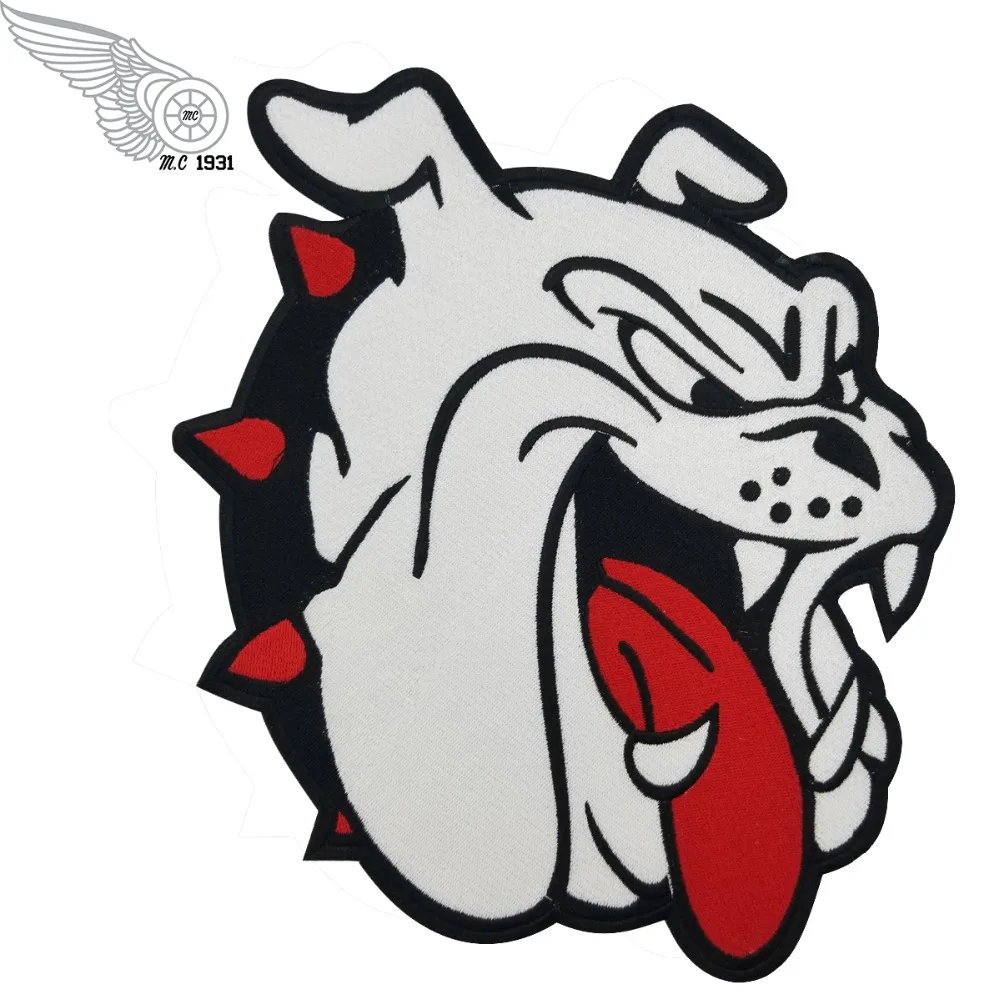 

American Bull Dog Animals Embroidered Iron 100%emb Jacket Cloth Custom Cap patch Design 25cm High Free Shipping