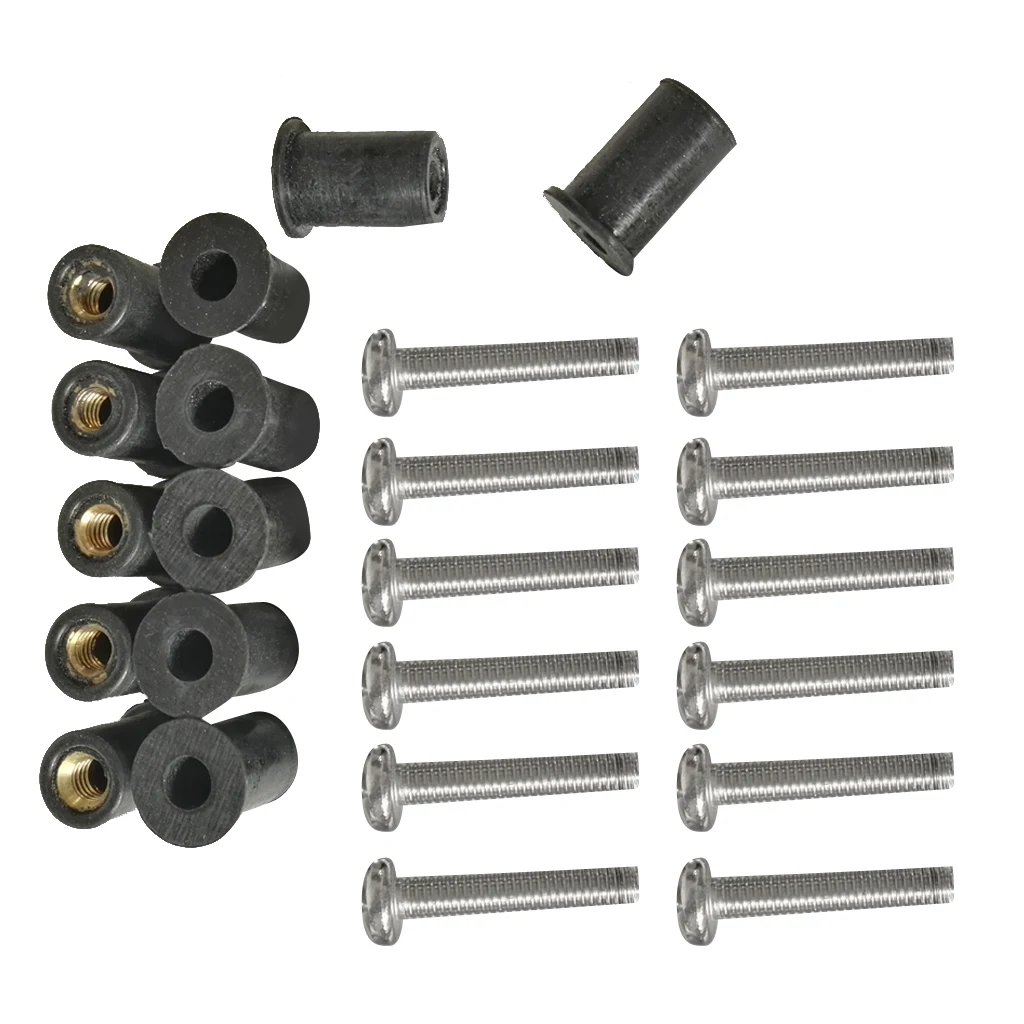 Durable 12 Pcs Marine M4/5/6 Rubber Well Nuts Kit Stainless Steel Screws for Kayak Canoe Inflatable Fishing Boat Dinghy Access