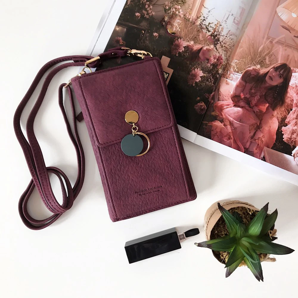 أحدث النساء جلدية الكتف محفظة الهاتف حقيبة حالة الإناث متعددة الوظائف عملة تغيير جواز محفظة حامل بطاقة مخلب للفتيات
