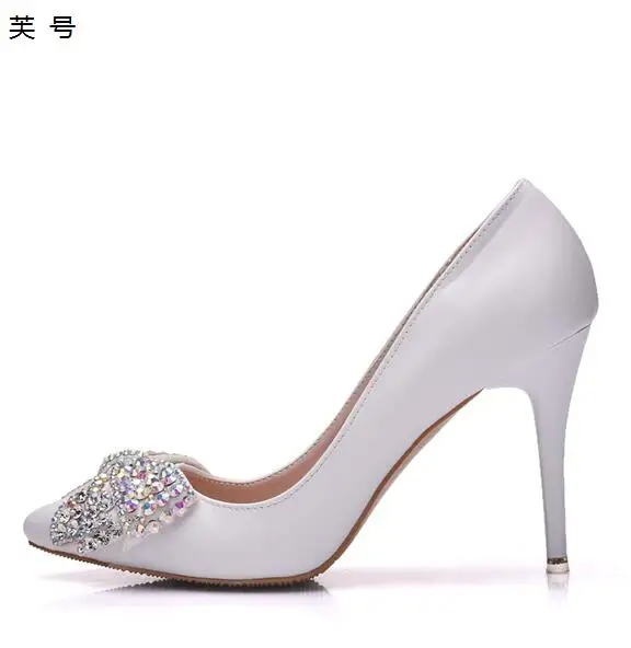 

New Colorful Crystal Butterfly -knot Woman Wedding Pumps Women Shoes Thin Heels Ladies Bridal Dress Shoes Pu Leather Party Shoes