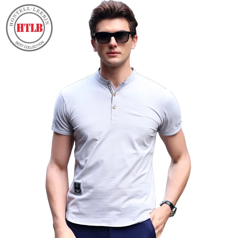 

New Arrive Band Mandarin Collar Short Sleeve Solid Polo Shirt Men 2017 Fashion Summer Mens Designer Polo Shirts A6102