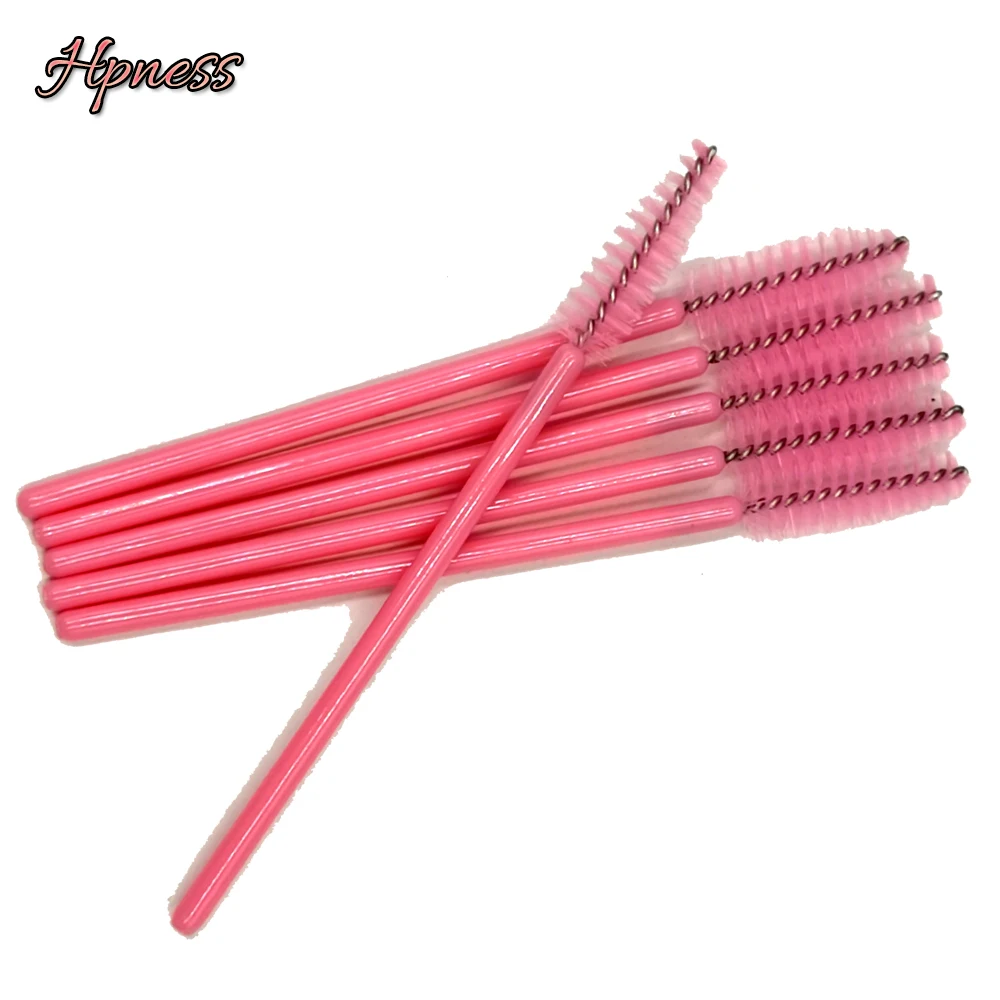 100 pcs/Lot Mascara Wands Applicator Brushes Disposable Brush Makeup Tools for Eye Lash Extension Pink Handle Pink Brushes