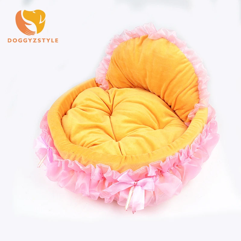 

Cute Bow Tie Dog House Bed Lace Princess Luxury Cat Sofa Pet Basket Kennel Puppy Cat Nest Products Pets Supplies DOGGYZSTYLE