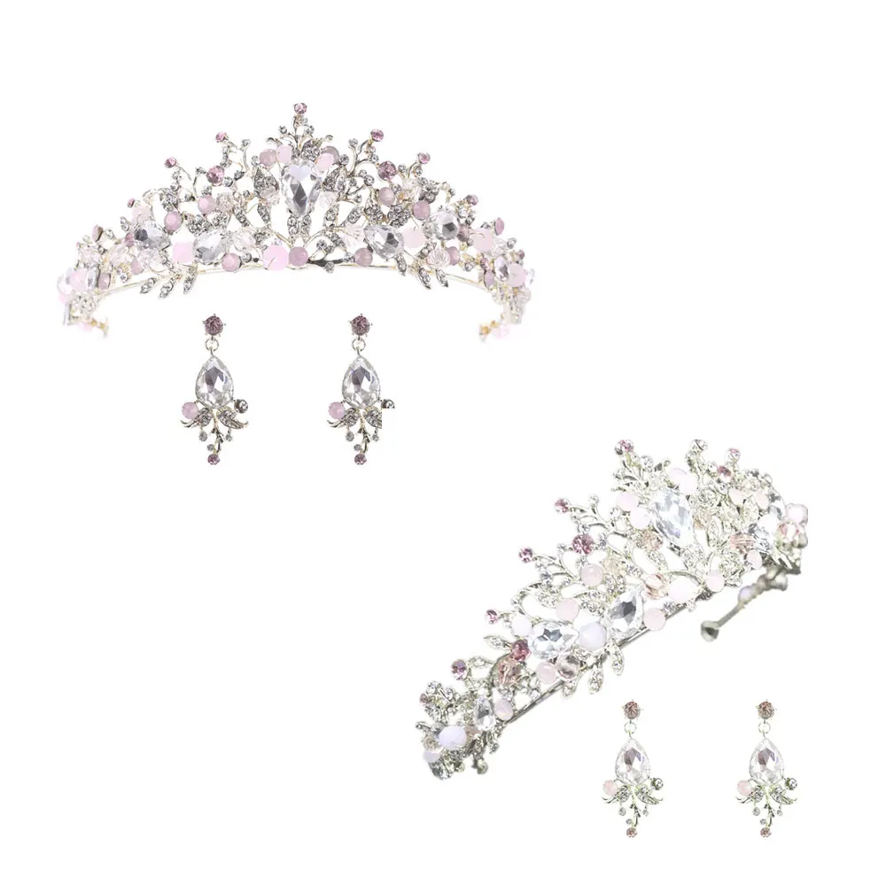 Корона благородный и элегантный свадебный венок поставки Кристальный обруч для волос серьги Свадебные украшения набор