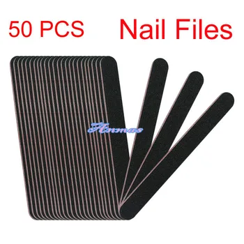 

50 PCS Black Round Nail File Nail Art Sanding Files Buffing Block Grit Tools Set
